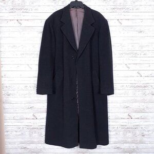 Andrew Fezza Mens Cashmere Blend Wool Trenchcoat Size R 42 Black CL